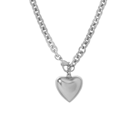 Set of 2 Roxanne Assoulin The Puffy Heart & Mini Heart Necklace in Silver - Picture 3 of 5